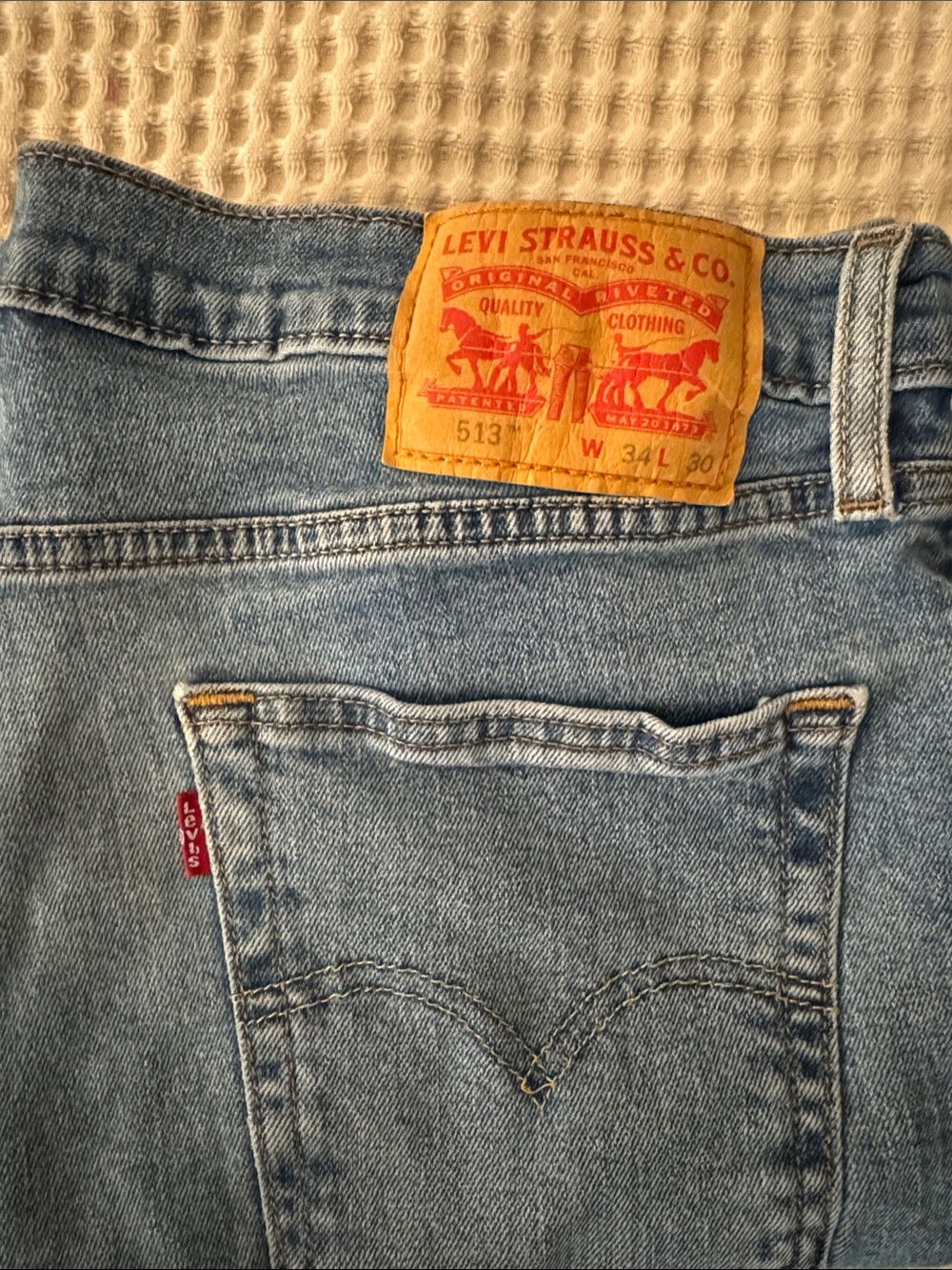 Levi's 513 Light Blue Denim Jeans - 34W x ~28L